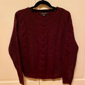 Love Tree Burgundy Cable Knit Sweater